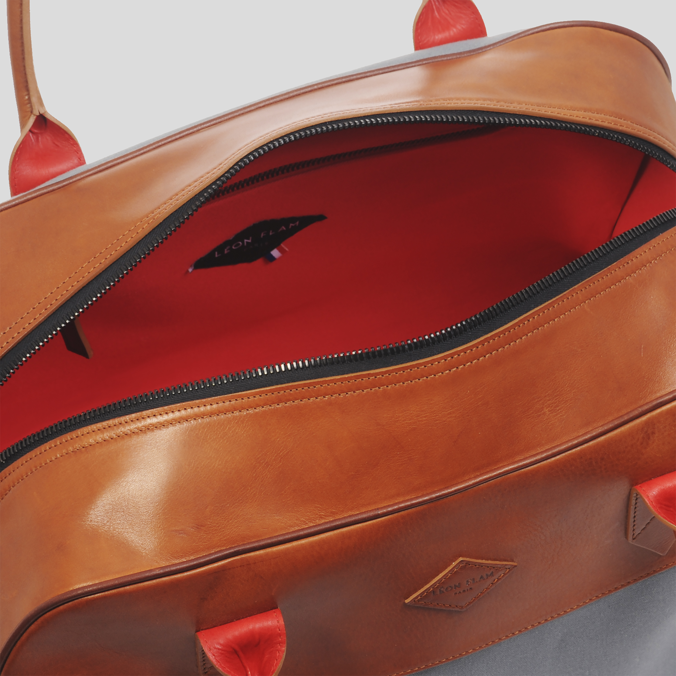 Leon-Flam; Sac; Cuir; Rouge; Interieur; Made-in-France; mode; fashion; accessoire-mode